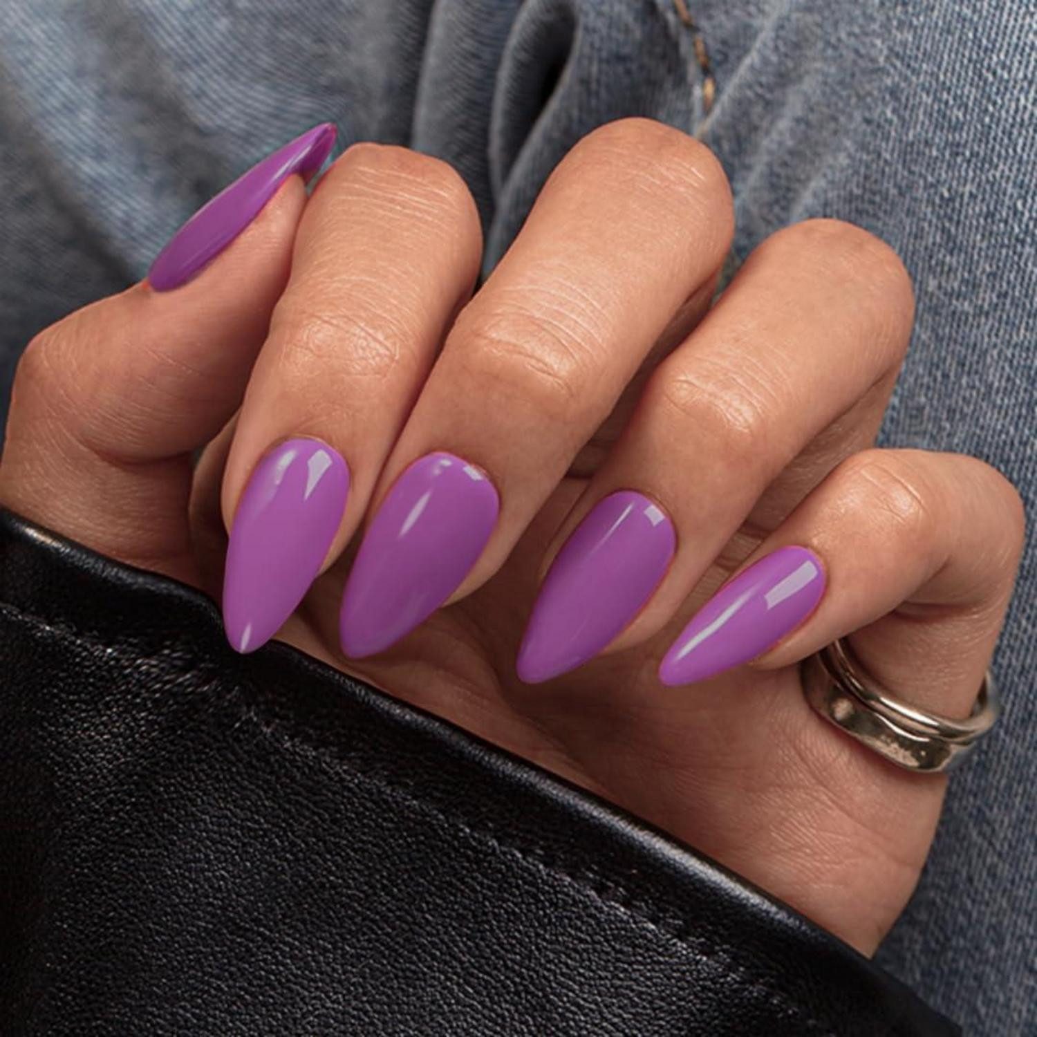 LuxusKollektion Kunstfingernägel Press on Nails Almond Dunkel Violett Gel