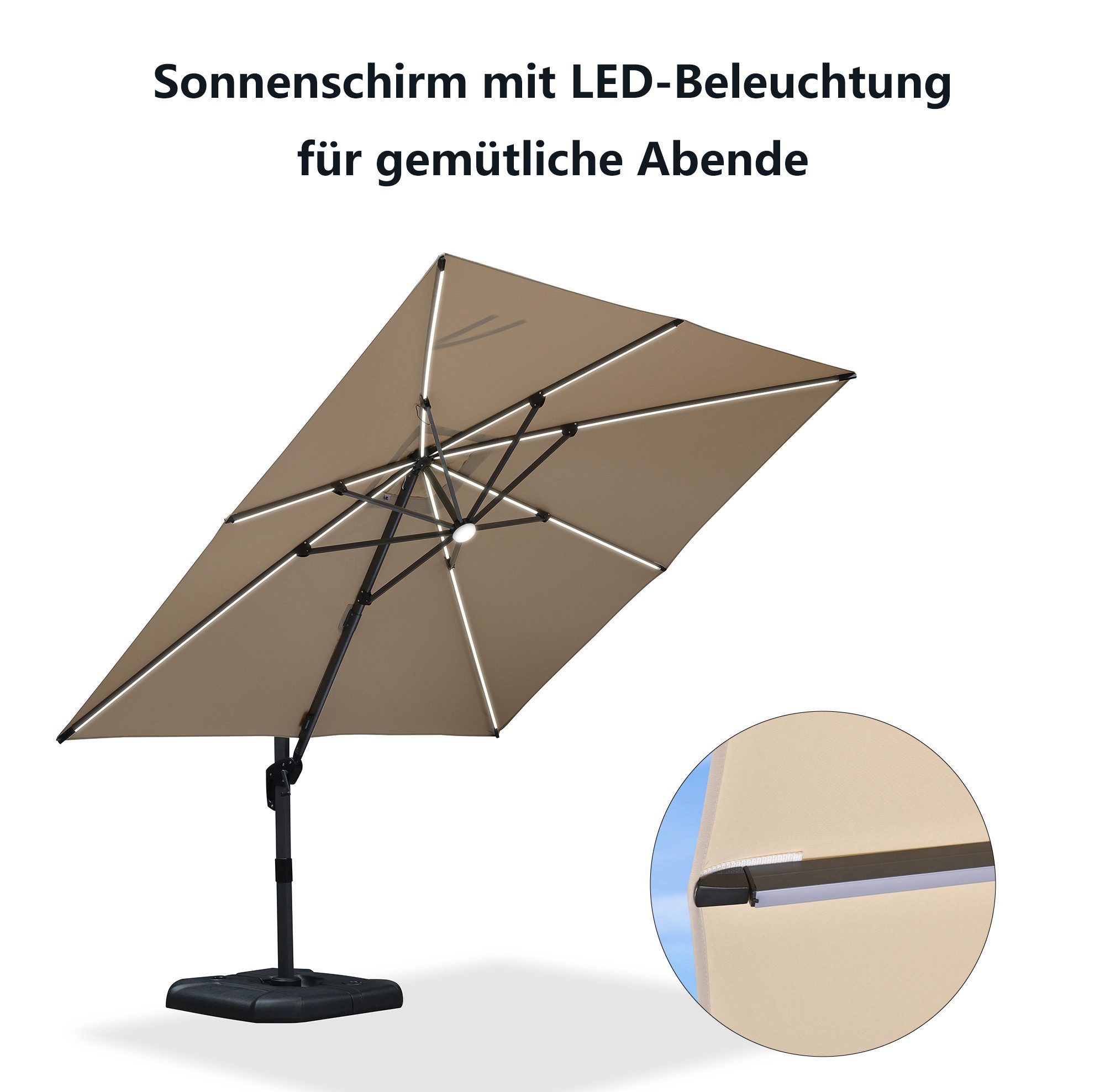 PURPLE LEAF Ampelschirm Quadratischer Alu Groß günstig online kaufen
