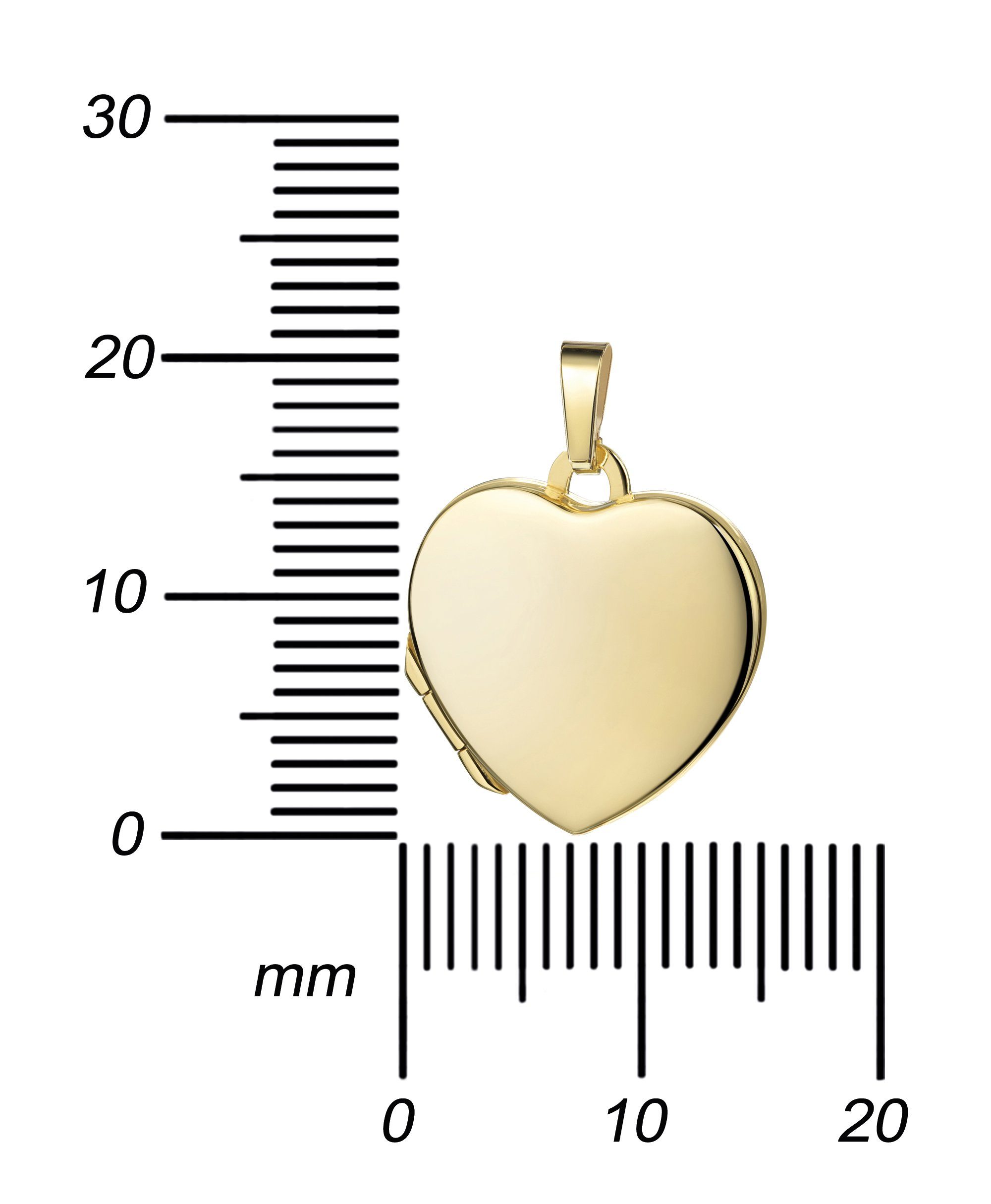 Fotos Amulett Kettenanhänger 585 2 Öffnen vergoldet Damen Gold für Herz Goldanhänger Anhänger (Anhängermedaillon, Medaillon JEVELION wählbar. Mädchen), mit zum 585er Länge und Kette - für