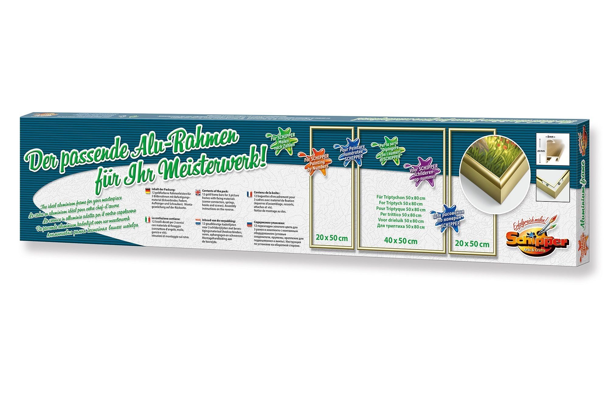 Schipper Bilderrahmen Malen nach Zahlen, Triptychon 80x50 cm, goldfarben, ( günstig online kaufen