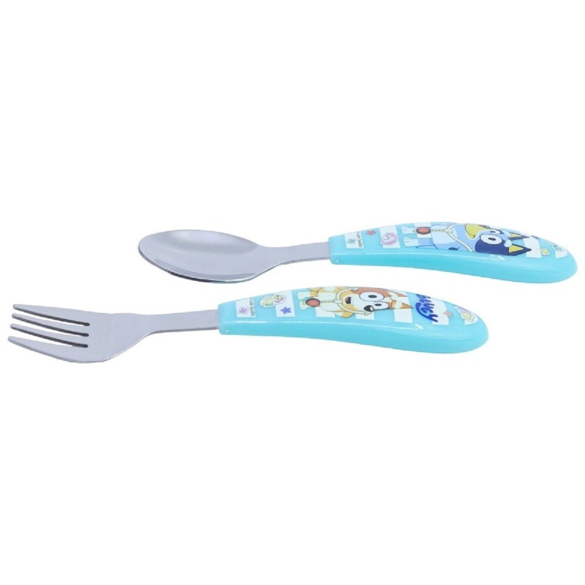 Bluey Kinderbesteck Set 2-teilig – Löffel & Gabel mit Motivgriffen (2-tlg), 1 Personen