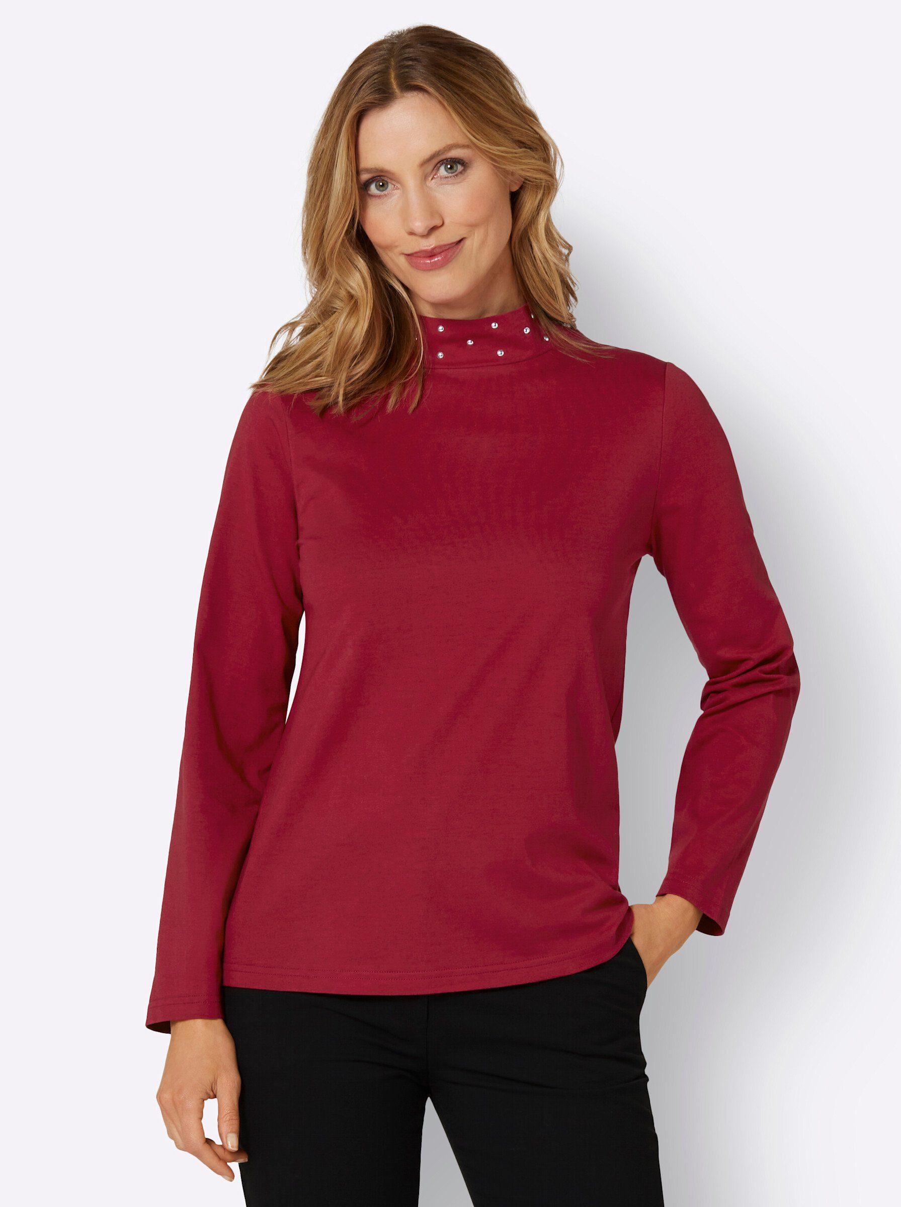 Sieh an! T-Shirt Stehkragen-Shirt Langarm