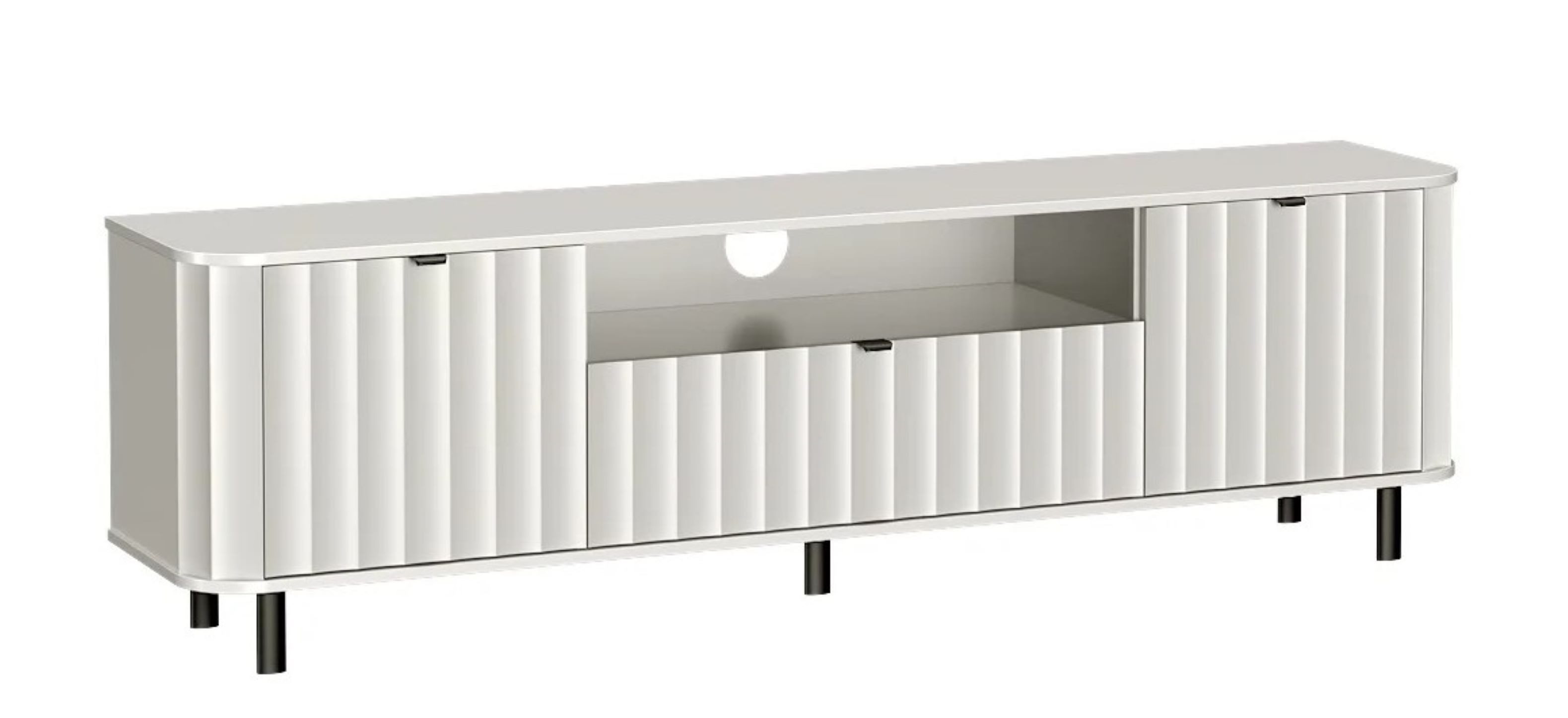 99rooms Lowboard Karon (TV-Kommode, TV-Schrank, Fernsehschrank), Stilvolles Design, Griffe und Füße Metall, Soft-Close-Funktion