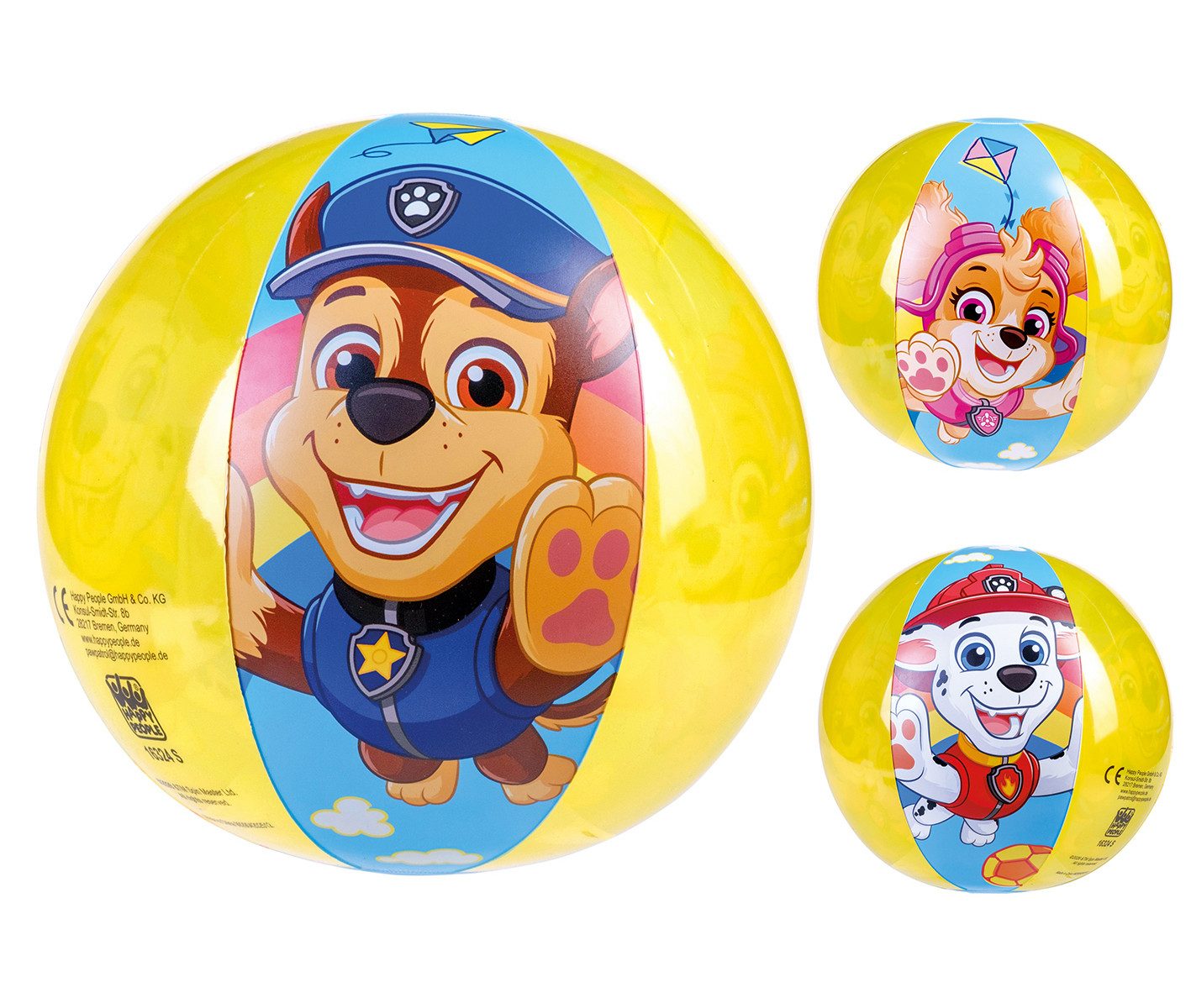 Happy People Badespielzeug Strandball Paw Patrol ca. 29cm, 3 Panele bedruckt