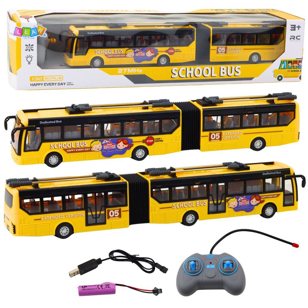 Wisam RC-Auto RC 1:32 Gelber Gelenk-Trolleybus mit Fernsteuerung, Schulbus