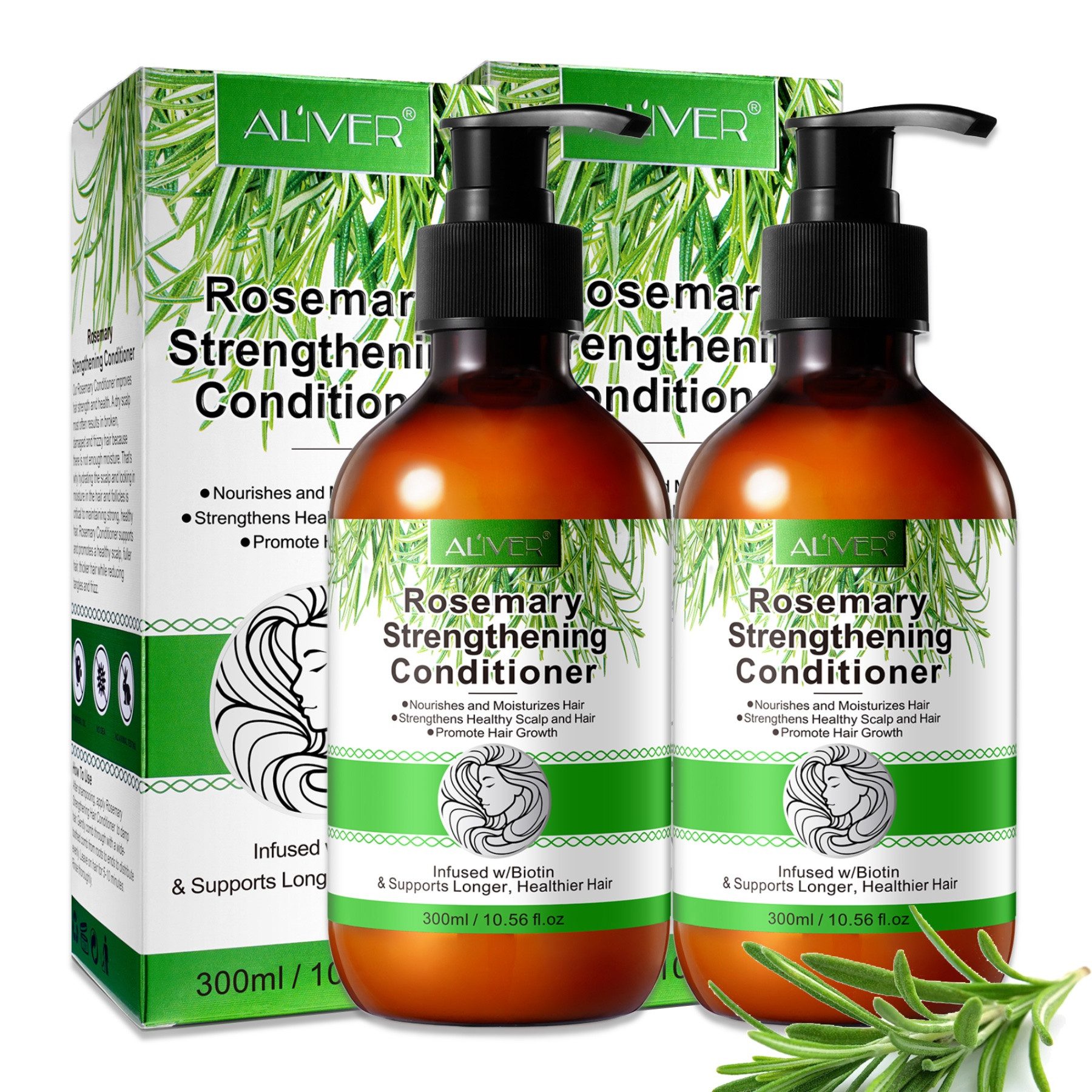 ALIVER Haarspülung Haarspülung Conditioner Rosmarin Haarpflege Bio Vegan Aliver, 2-tlg., Bio vegan