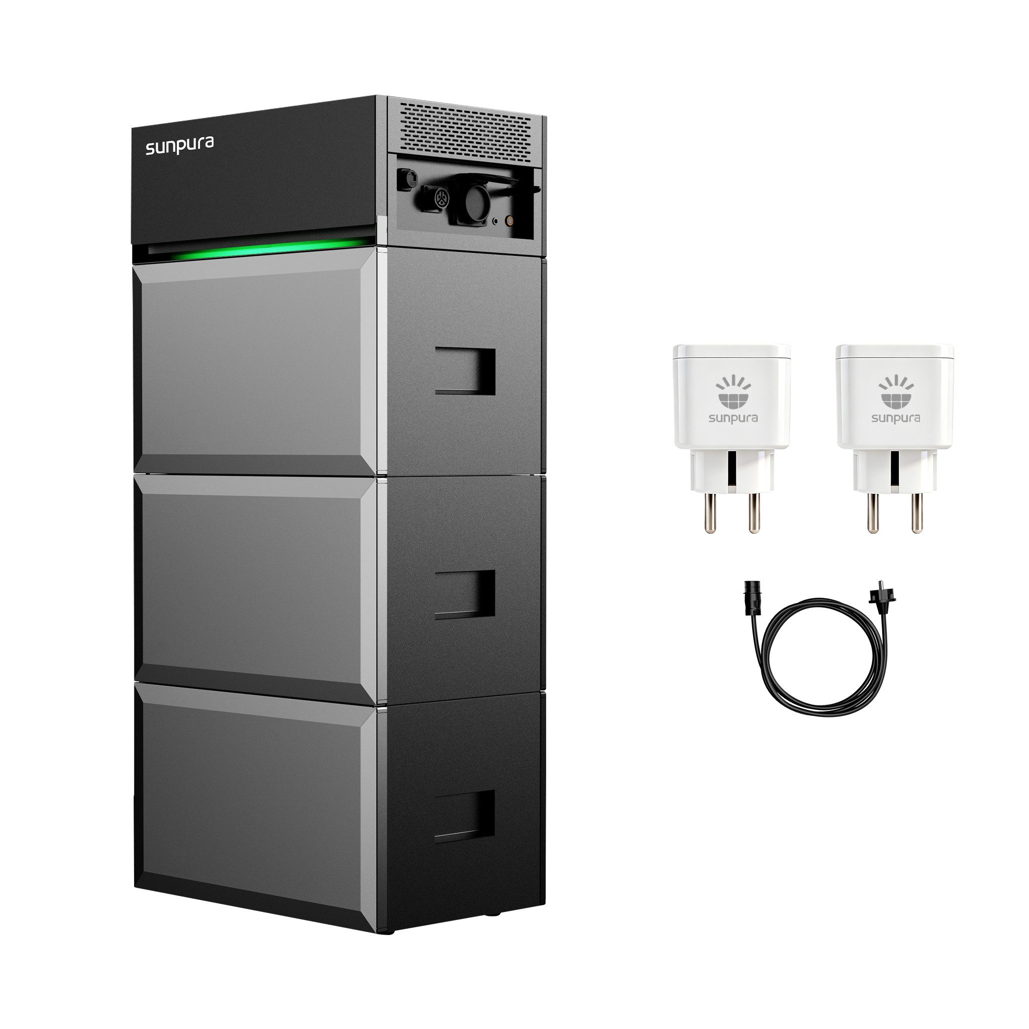 Sunpura Balkonkraftwerk Sunpura S2400 2,4 kWh mit 2x B2400 Erweiterungsakku 4,8 kWh, (Gratisgeschenk: 2x Smart Steckdose)
