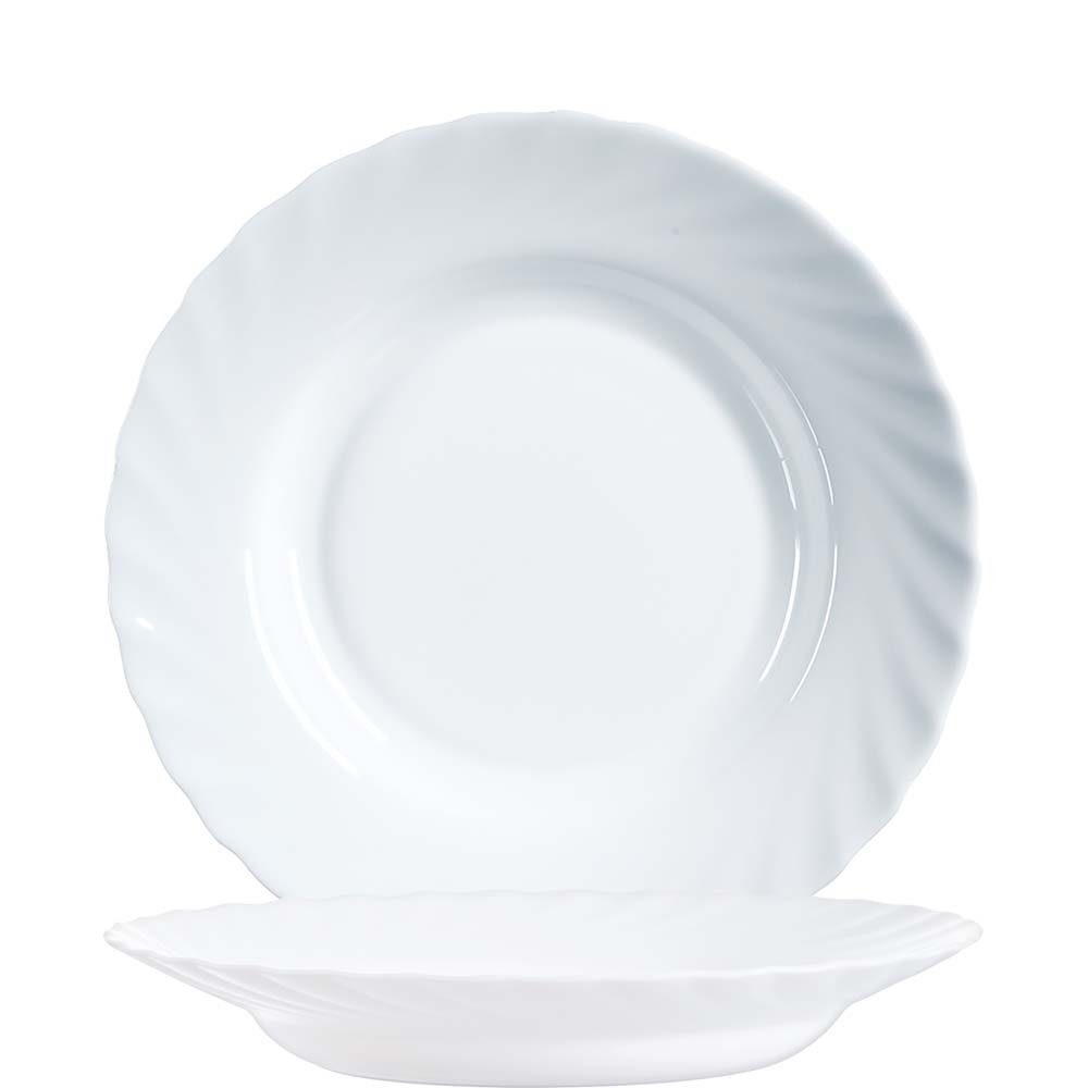 Arcoroc Suppenteller Trianon Uni, Teller tief 22.5cm Opal weiß 6 Stück | Suppenteller