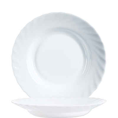 Arcoroc Suppenteller Trianon Uni, Teller tief 22.5cm Opal weiß 6 Stück