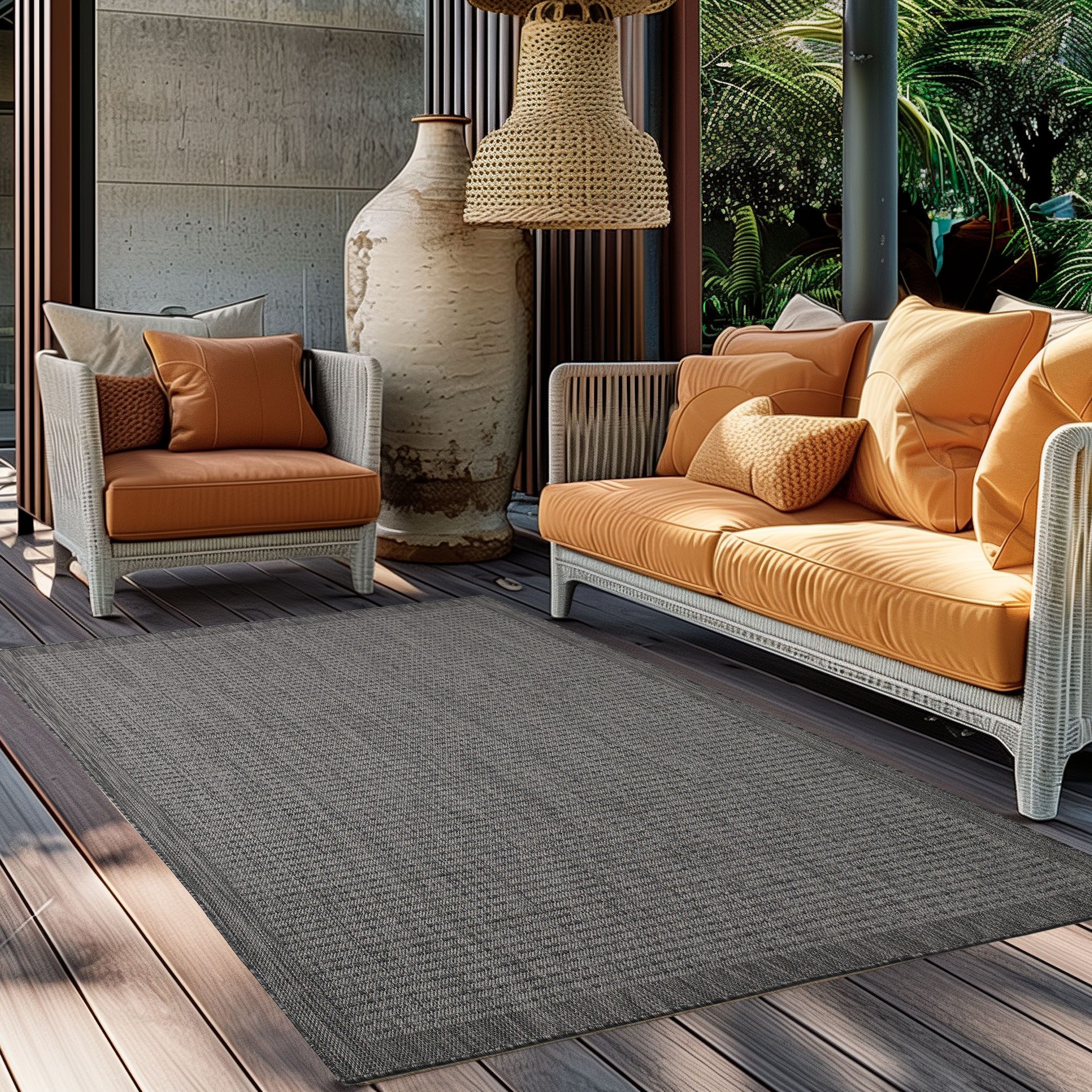 KADIMA DESIGN Outdoorteppich Flachgewebe Uni-Farbe Handwäsche günstig online kaufen