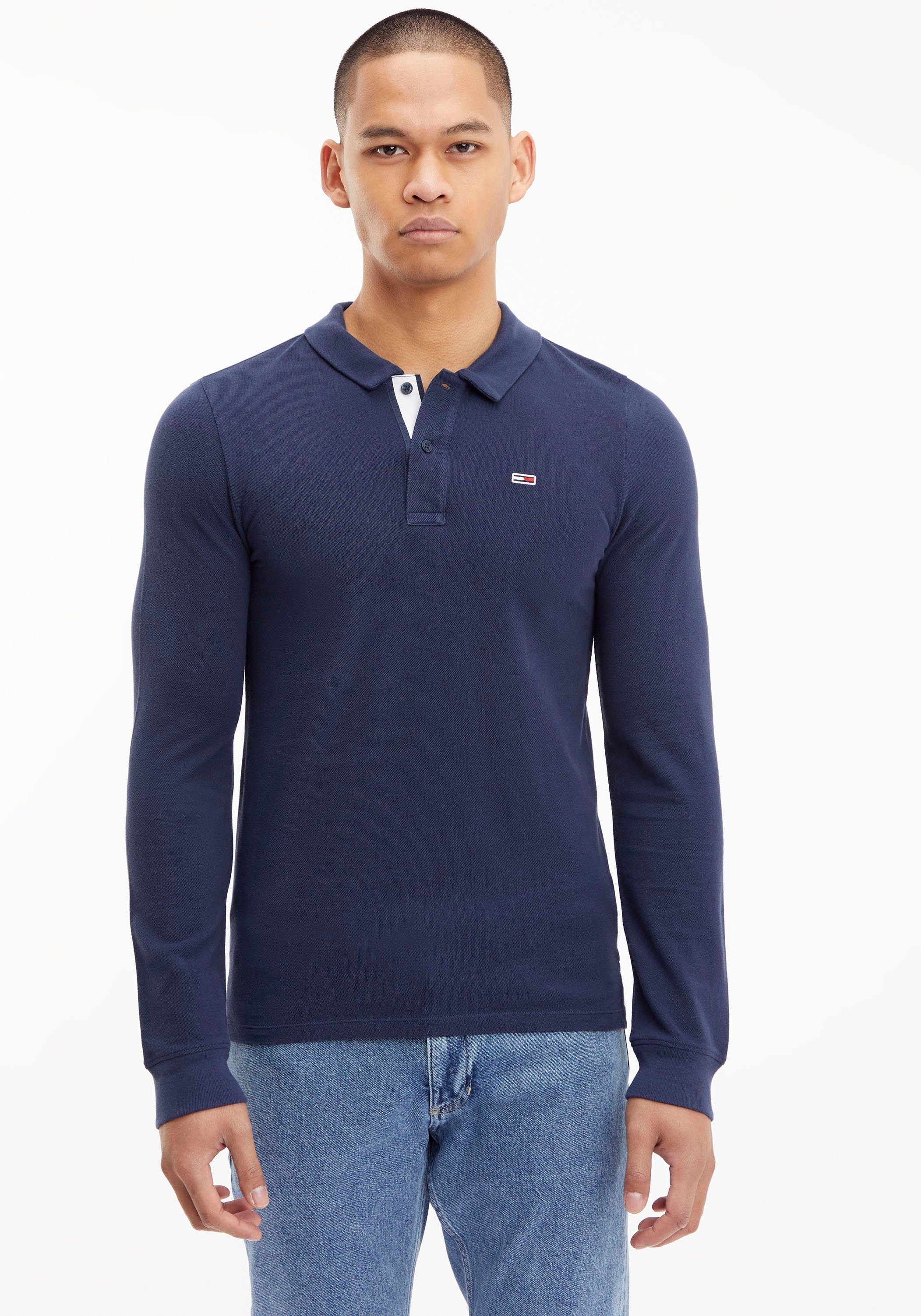 LS Twilight Jeans POLO SLIM SOLID Tommy Langarm-Poloshirt TJM Navy