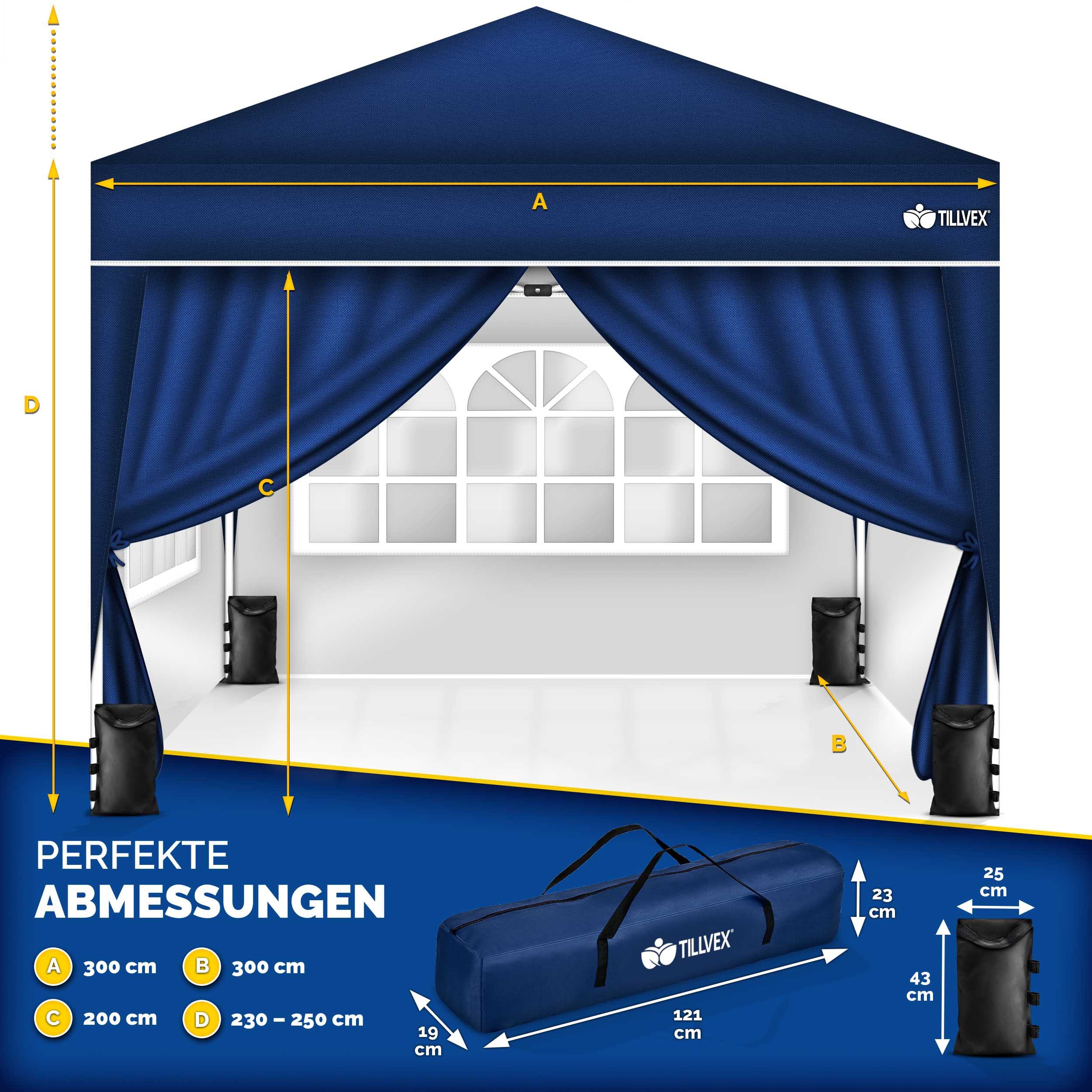 tillvex Faltpavillon tillvex® Pavillon 3x3m Wasserdicht Gartenzelt Faltpavi günstig online kaufen
