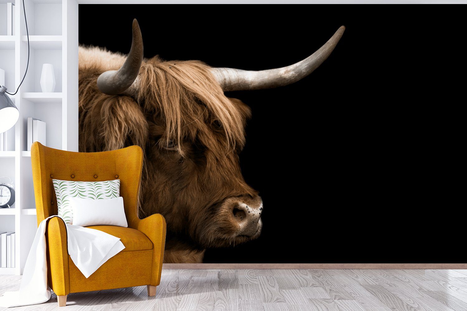 Fototapete - Kuh, Wallpaper Highlander Tiere bedruckt, für Tapete MuchoWow (6 Wohnzimmer, Schlafzimmer, Matt, Vinyl Schottischer - Kinderzimmer, St),