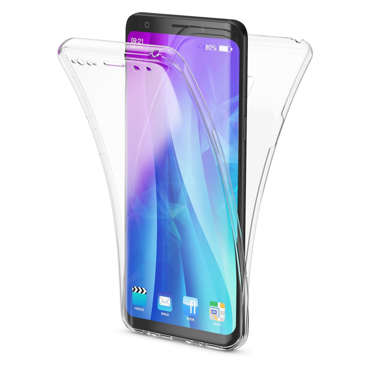 Nalia Smartphone-Hülle Samsung Galaxy S9 14,7 cm (5,8 Zoll), Transparente 360 Grad Silikon Hülle / Rundumschutz / Full Cover Etui