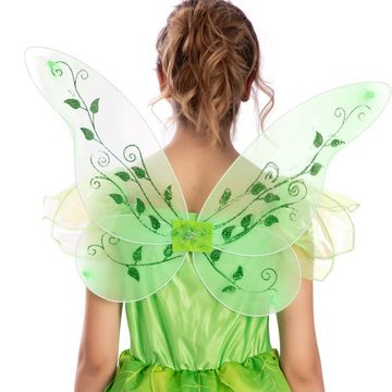 Fyasa Feen-Kostüm Tinkerbell Grüne Elfe mit Flügeln für Erwachsene
