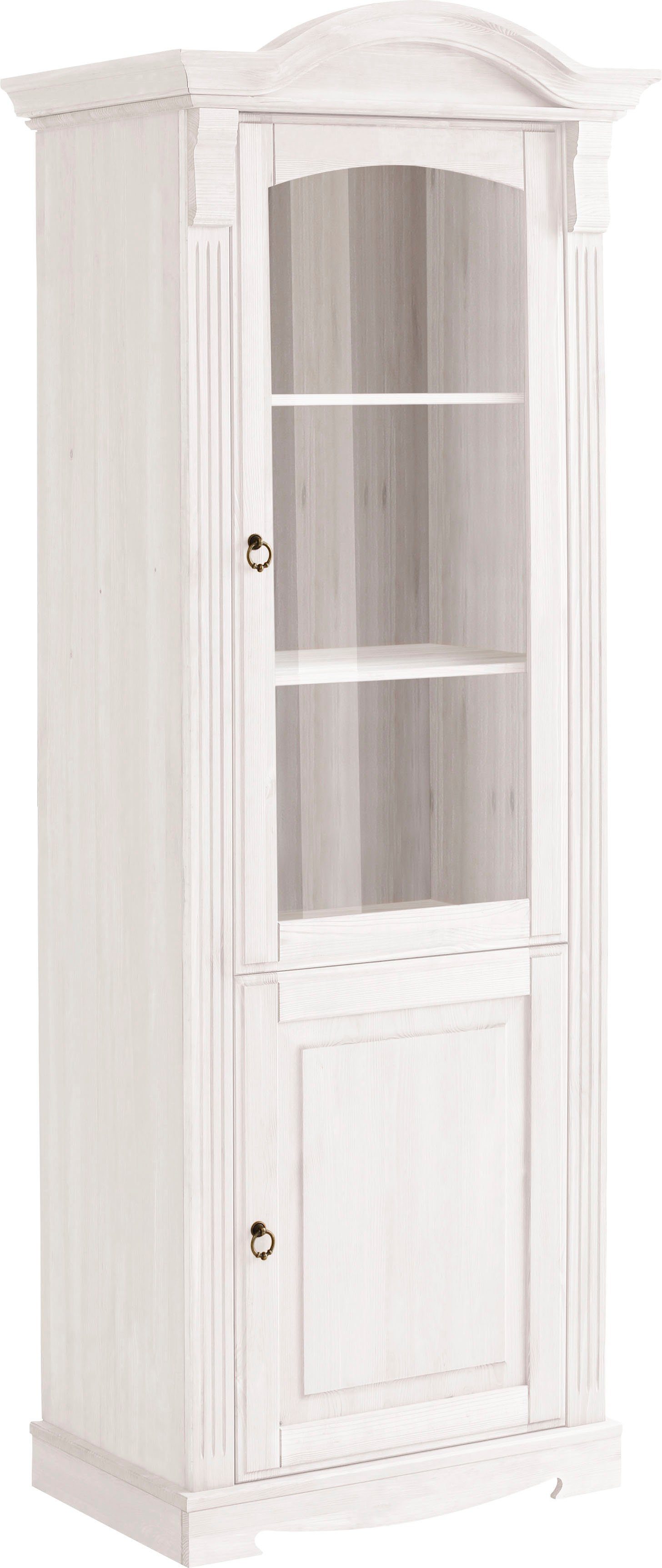 OTTO home Vitrine Anna (Gesamtmaße (B/T/H): ca. 66/46/188 cm) mit Glastür, Höhe 188 cm, Massivholz, mit Zierfräsungen, FSC®