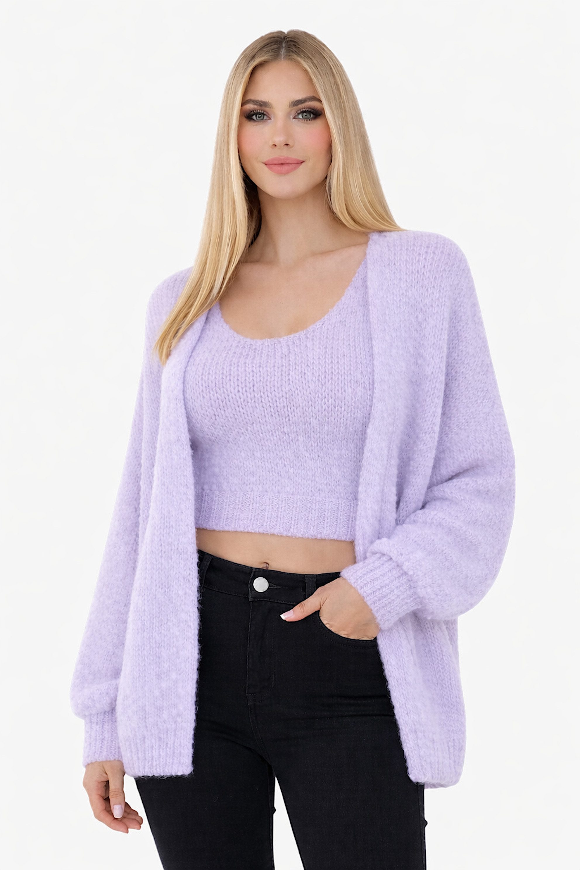 Worldclassca 2-in-1-Strickjacke WORLDCLASSCA Damen Cardigan Strickjacke + Strick Top 2 Tlg Fashion Neue Kollektion - Stilvolle und gemütliche Strickmode für Damen