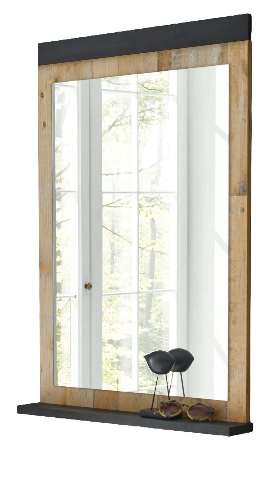 Furn.Design Garderobenspiegel Stove (Wandspiegel in Used Wood Vintage, 66 x 95 cm), mit Ablage