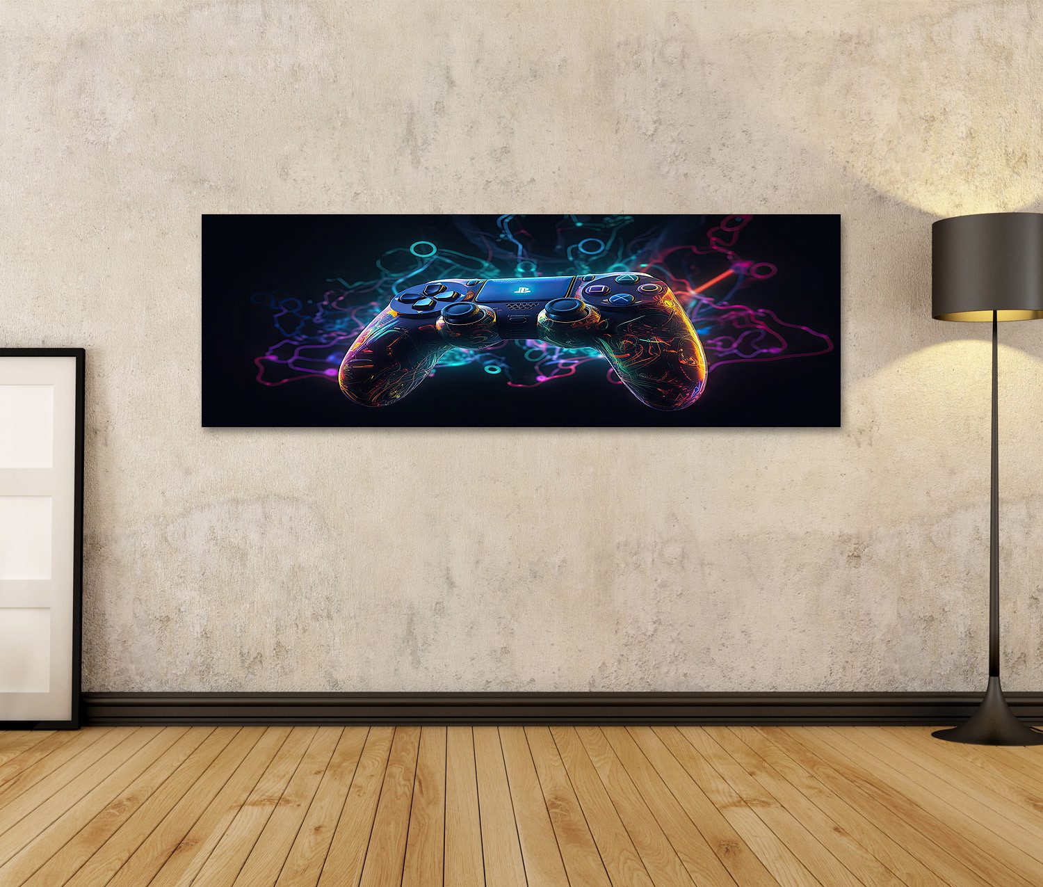 islandburner Leinwandbild Leuchtendes Neonlicht Gamepad Ki günstig online kaufen
