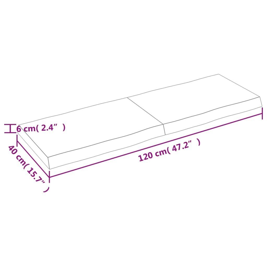 cm furnicato Baumkante (1 Behandelt Tischplatte Massivholz St) 120x40x(2-6)