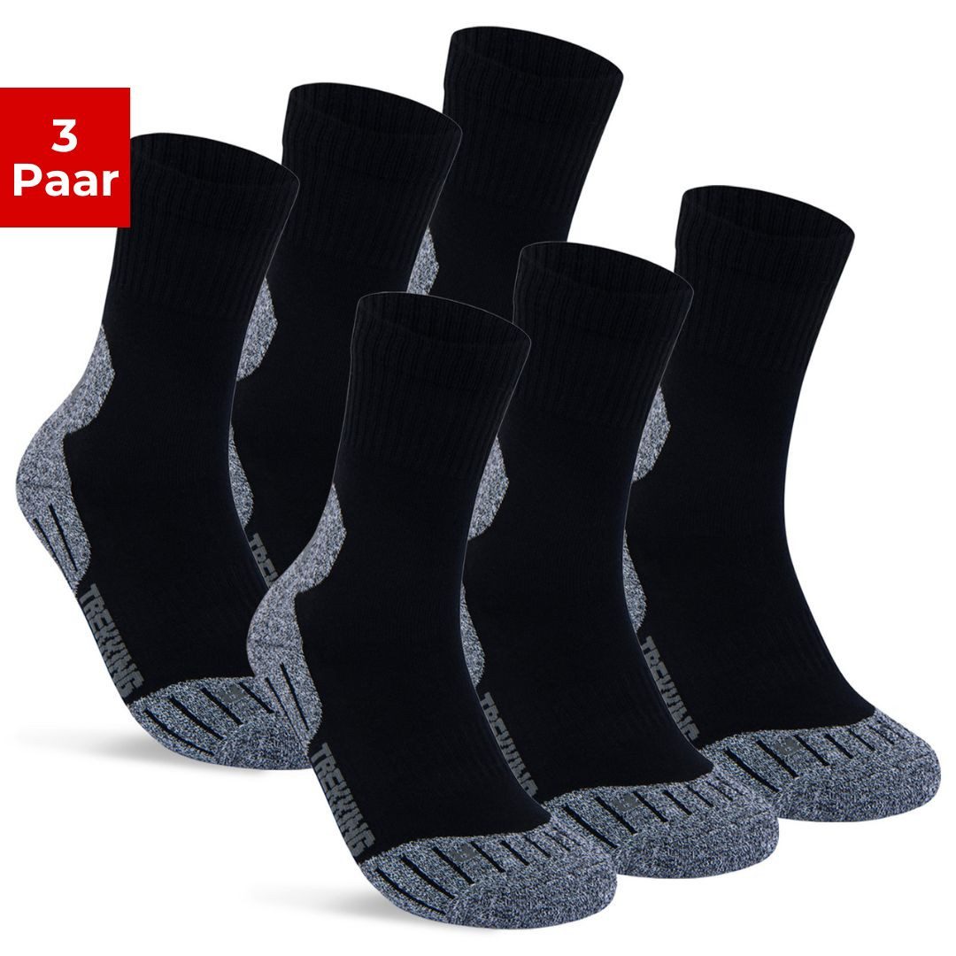 sockenkauf24 Sportsocken 3 Paar Damen & Herren Funktionssocken (35-38, Grau) Laufsocken Wandersocken Stoßabfedernd - 16101 WP
