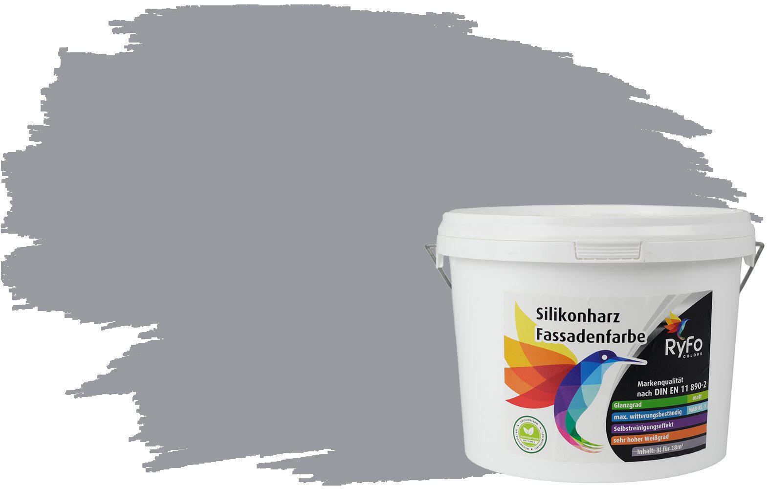 RyFo Colors Fassadenfarbe Silikonharz Fassadenfarbe Grautöne, 1 L ca. 6 m², Wasserabweisend, diffusionsfähig, schützt vor Schmutz, UV-beständig