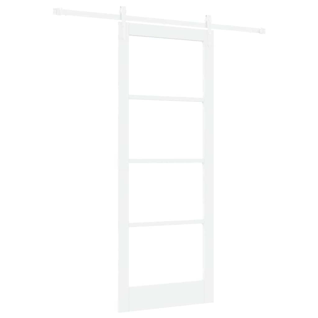 vidaXL Haustür Schiebetür 83 x 211 cm Massivholz Kiefer und Glas Weiß (1-St)