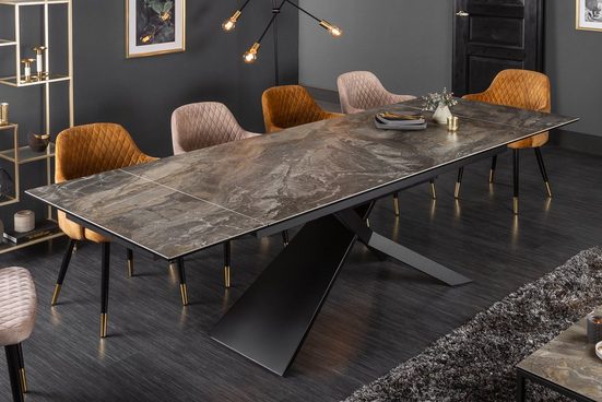 riess-ambiente Esstisch »EUPHORIA 180-220-260cm taupe / schwarz«, Keramik · ausziehbar · Marmor-Optik · Industrial Design