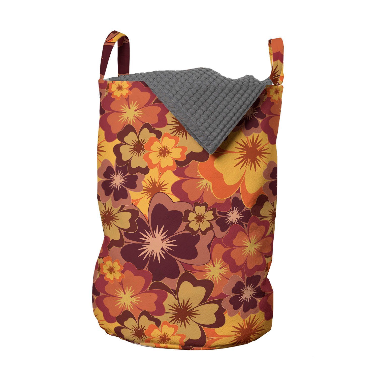 Abakuhaus Wäschesäckchen Wäschekorb mit Griffen Kordelzugverschluss für Waschsalons, Blumen Blumen des Herbstes Art-Kunst