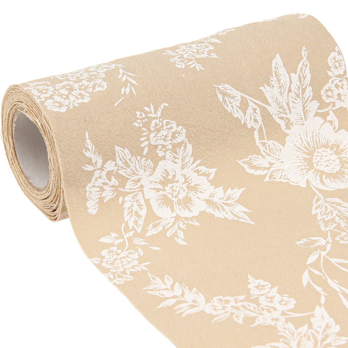 F. Stumpf GmbH Tischläufer Tischläufer Blumen Beige Baumwolle Deko 15x300cm