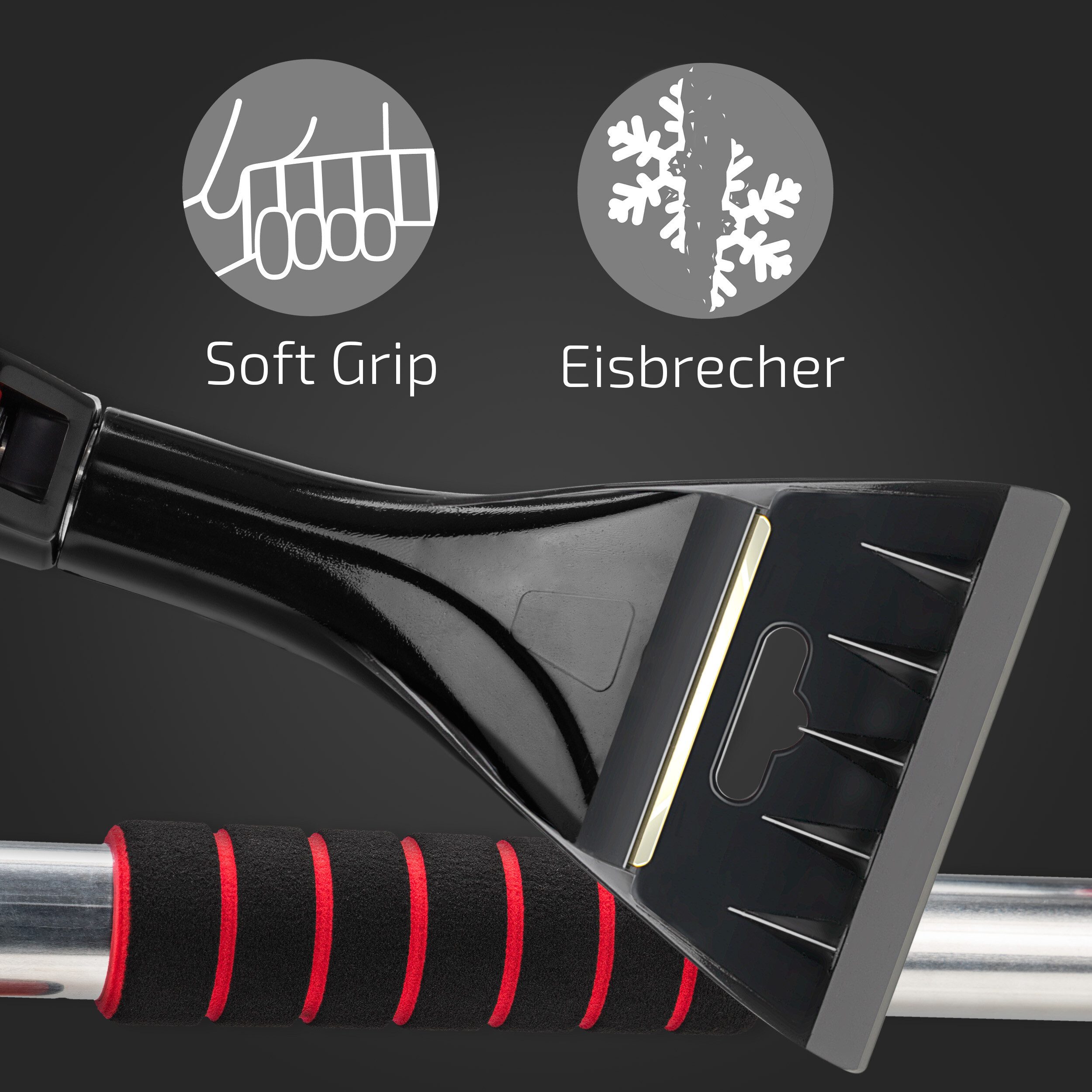 HEYNER Eiskratzer Schneebesen Teleskop mit Messingklinge 360 ° drehbar 100 - 160 cm