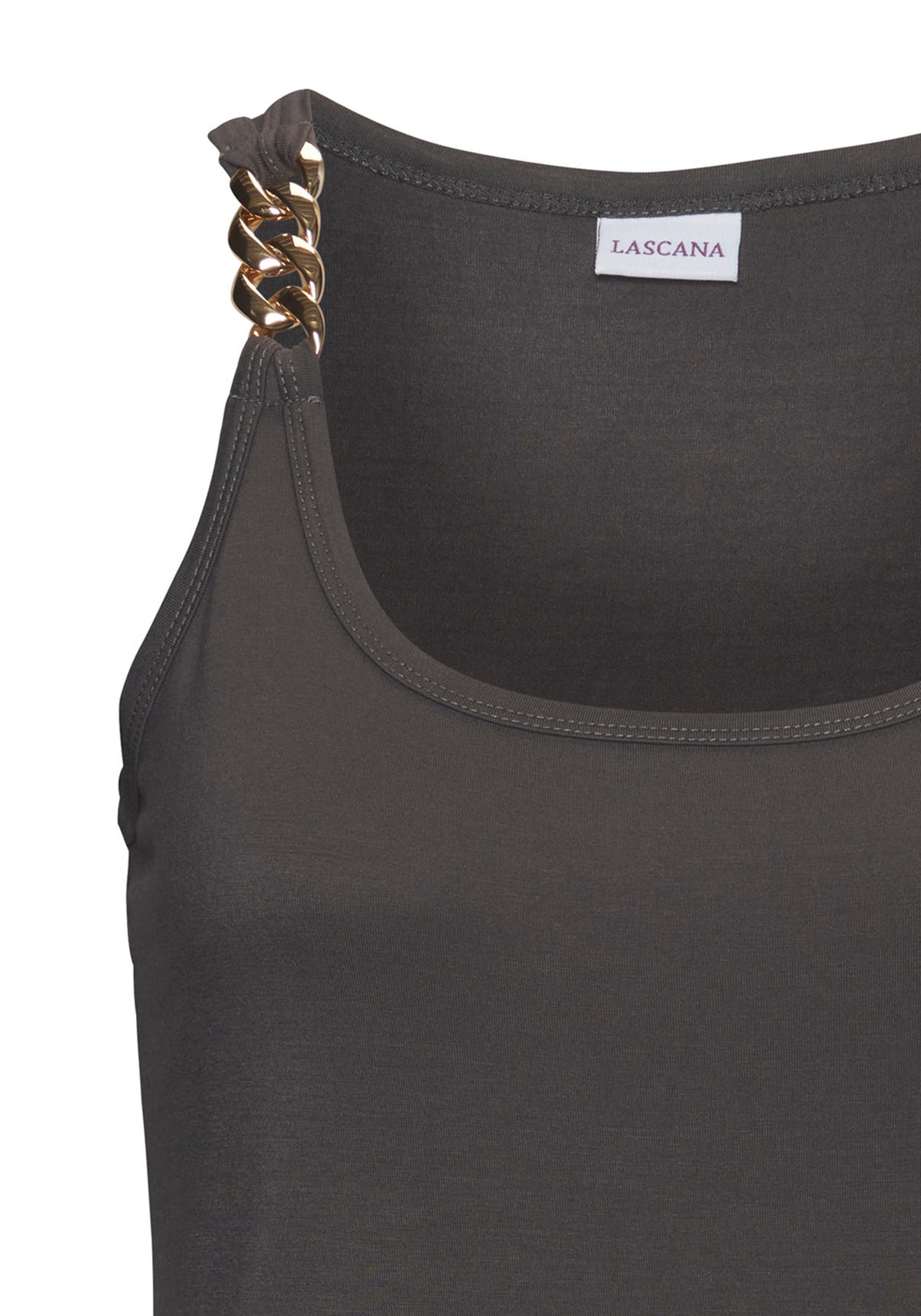 LASCANA Tanktop mit Kettendetails an den Trägern, figurbetontes Jerseytop