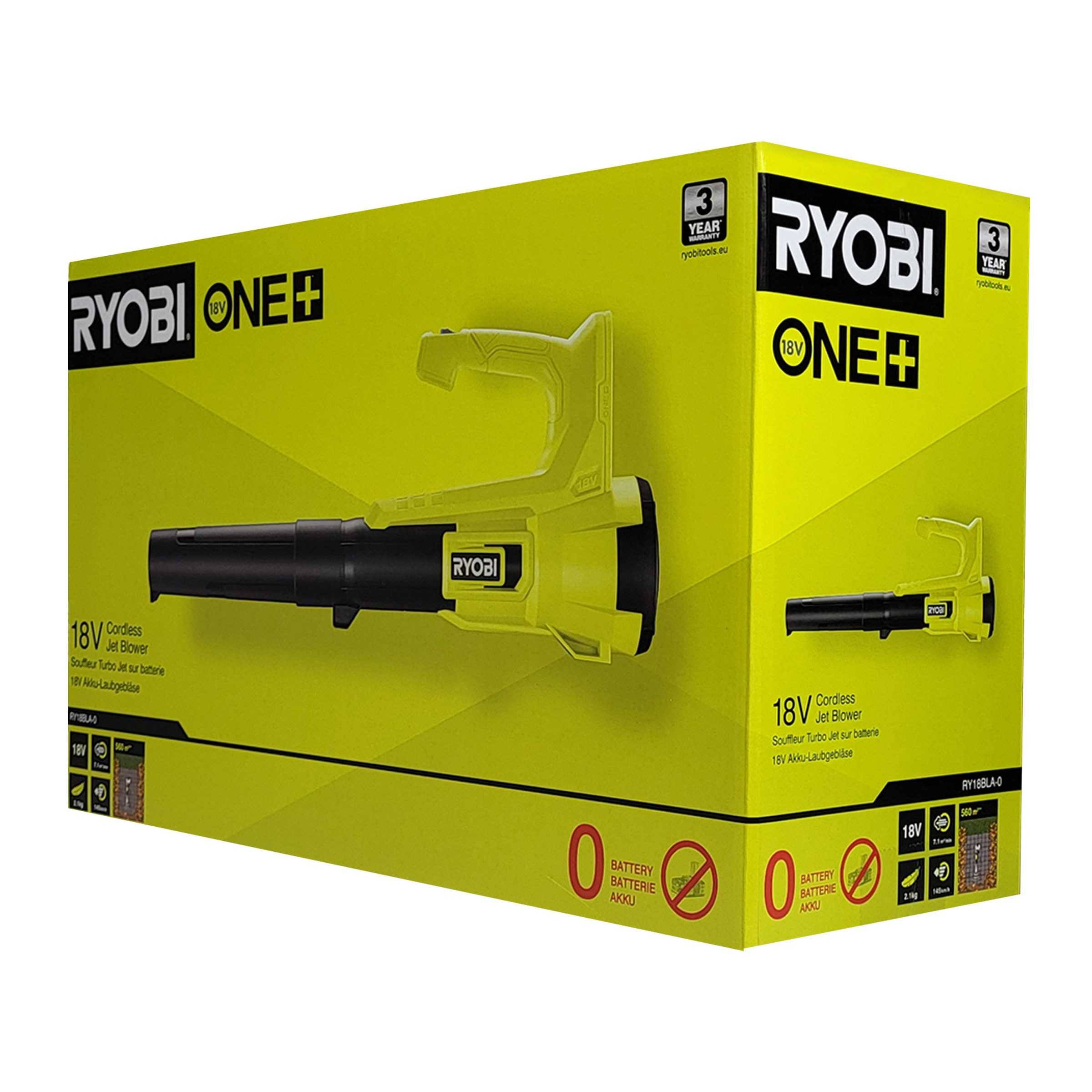 RYOBI Akku-Laubbläser Ryobi RY18BLA-0 -Akku-Laubbläser 18 V ONE+ (ohne Akku), (1 St)