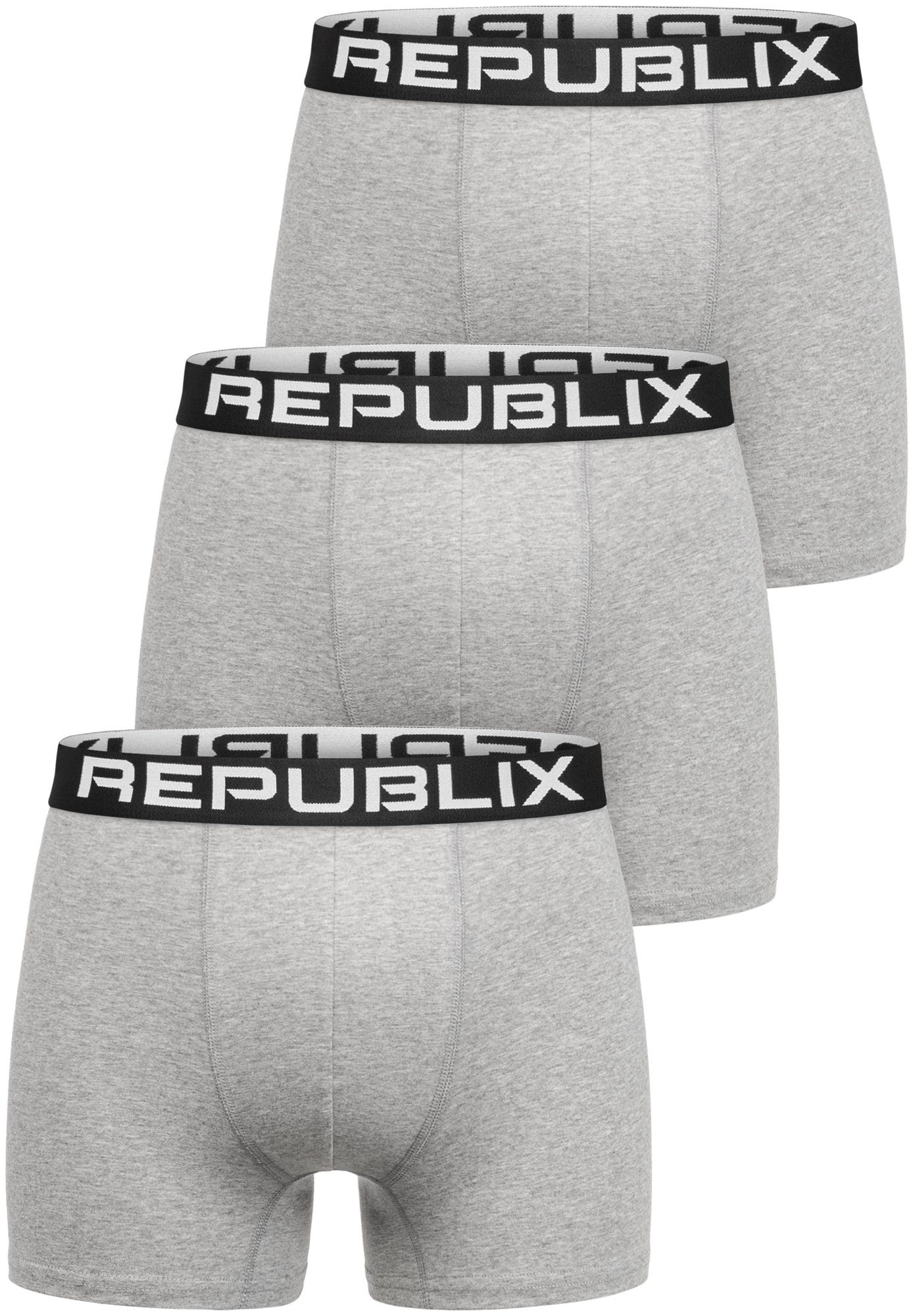 REPUBLIX Boxershorts DON (3er-Pack) Herren Baumwolle Männer Unterhose Unterwäsche Grau/Schwarz