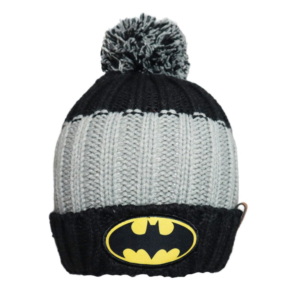 EplusM Bommelmütze DC Comics Batman Kinder Wintermütze Bommelmütze Handschuhe Gr. 52 bis 54