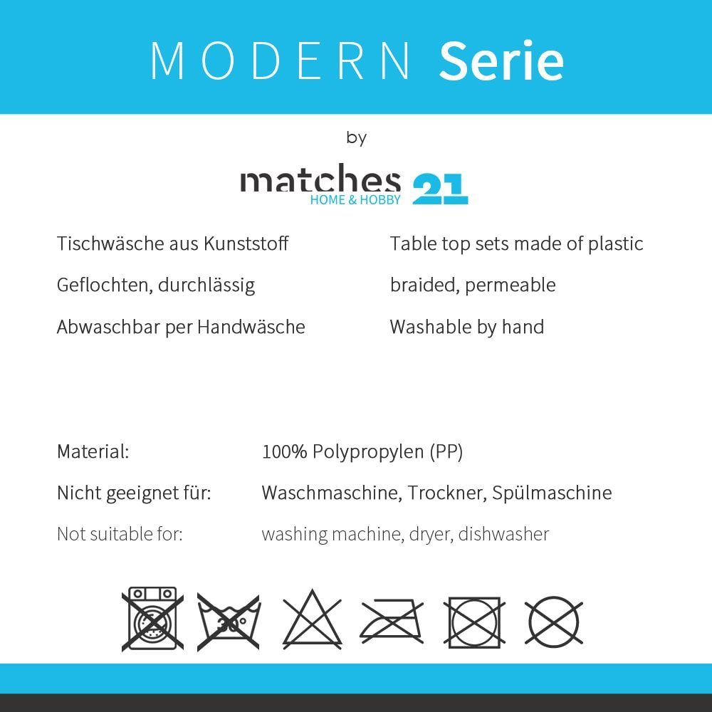 matches21 HOME & HOBBY Platzset Tischset MODERN schwarz 4er Tischunterlage als Tischdeko, (4-St), modernes Esstisch Platzdeckchen als abwaschbarer Tischuntersetzer