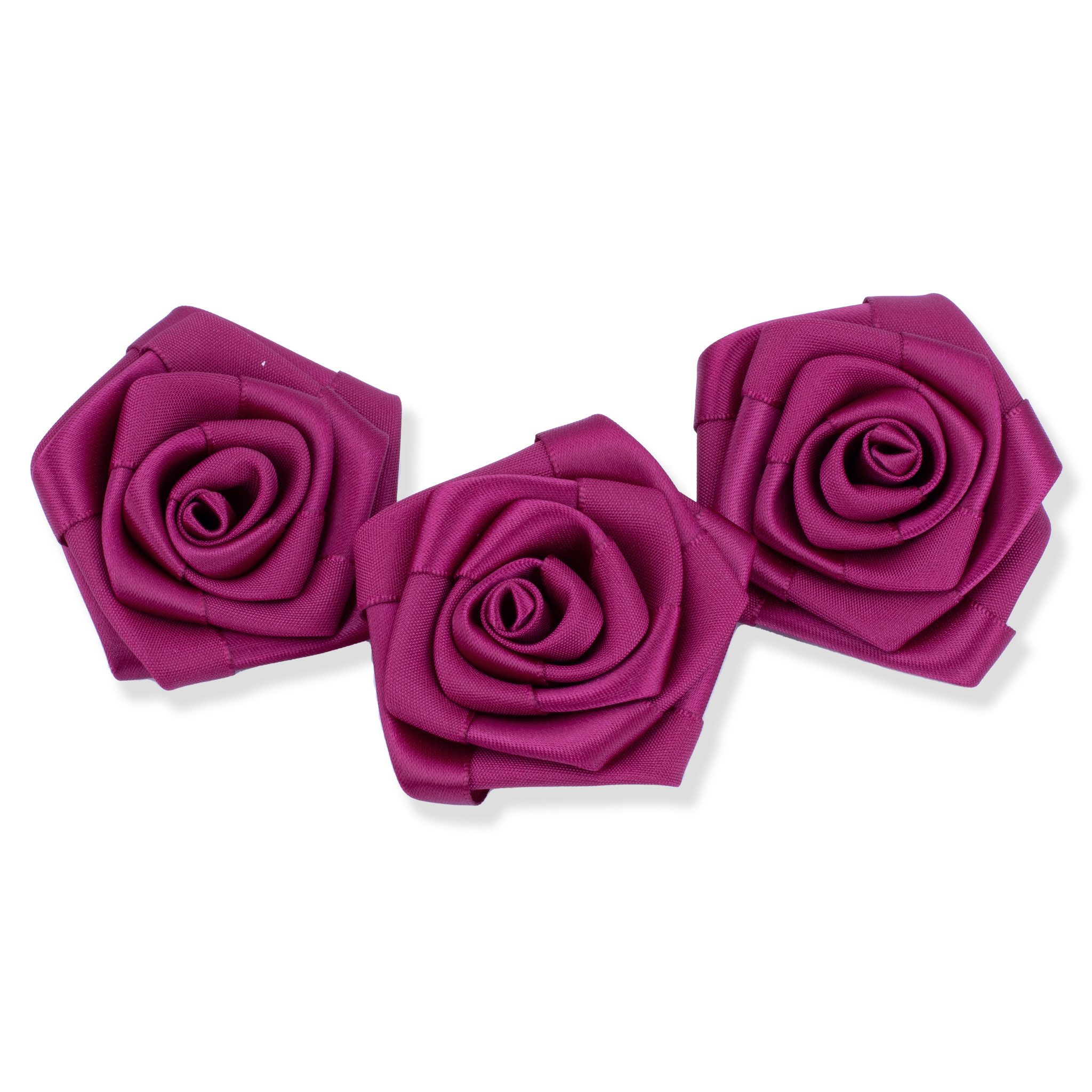 Creativery Streudeko, Satinrosen 6cm zum Basteln & Aufnähen 3 Stück Weinrot / Bordeaux