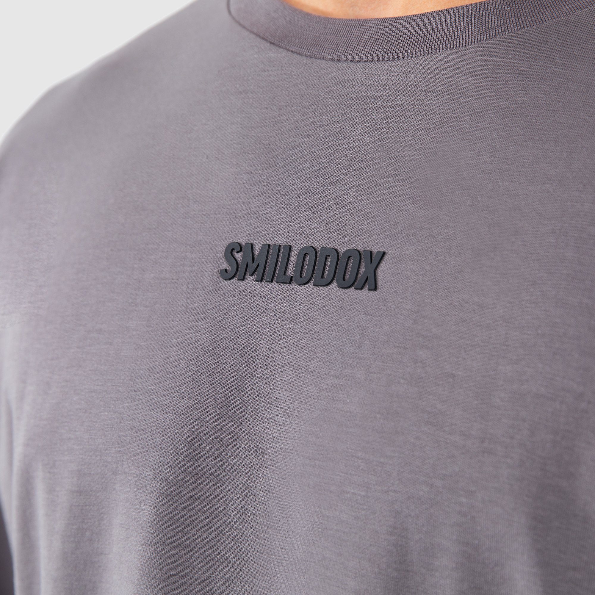 Grau Oversize Time Smilodox Off T-Shirt