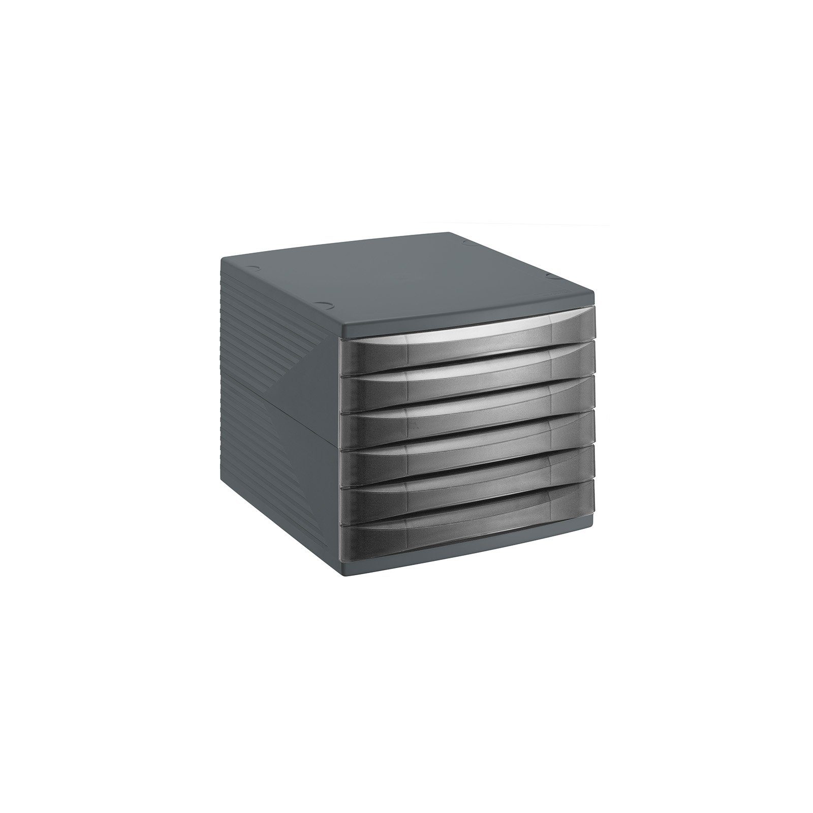 ROTHO Aufbewahrungsbox Quadra Schubladenbox Bürobox mit 6 Schüben, Kunststoff (PS) BPA-frei