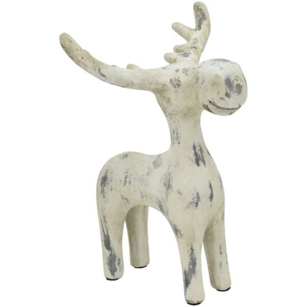 Exner GmbH Garten- & Wohnaccessoires Dekofigur Rentier Elch Beige Beton Shabby Stil Weihnachten 28 cm