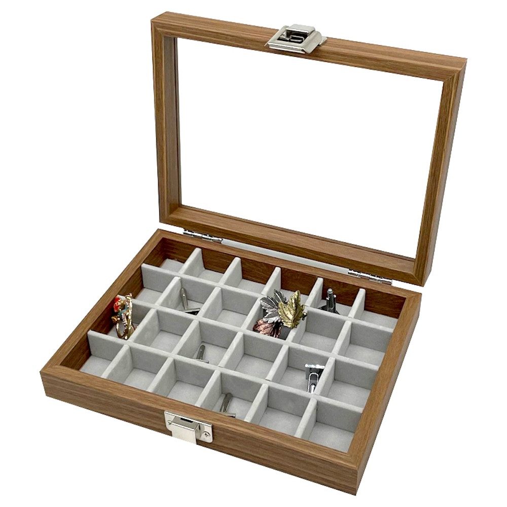 mixed24 Schmuckkasten 24 Fächer Klein für Schmuck Ringe Ohrringe Halsketten günstig online kaufen