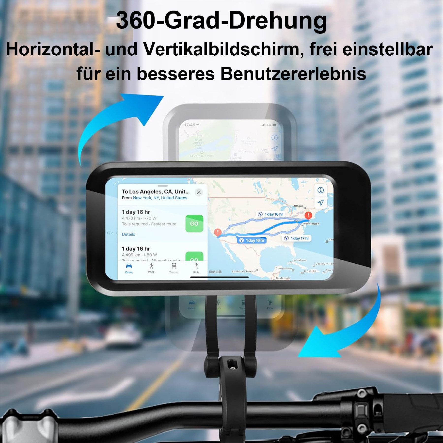 Mutig Handy-Halterung wasserdichte Motorrad Telefon Halterung Fahrrad Telefonhalterung, (bis 6.8 Zoll, 360° Drehbarer Handyhalter Universal-Lenkerinstallation,  – Bild 4 von 5