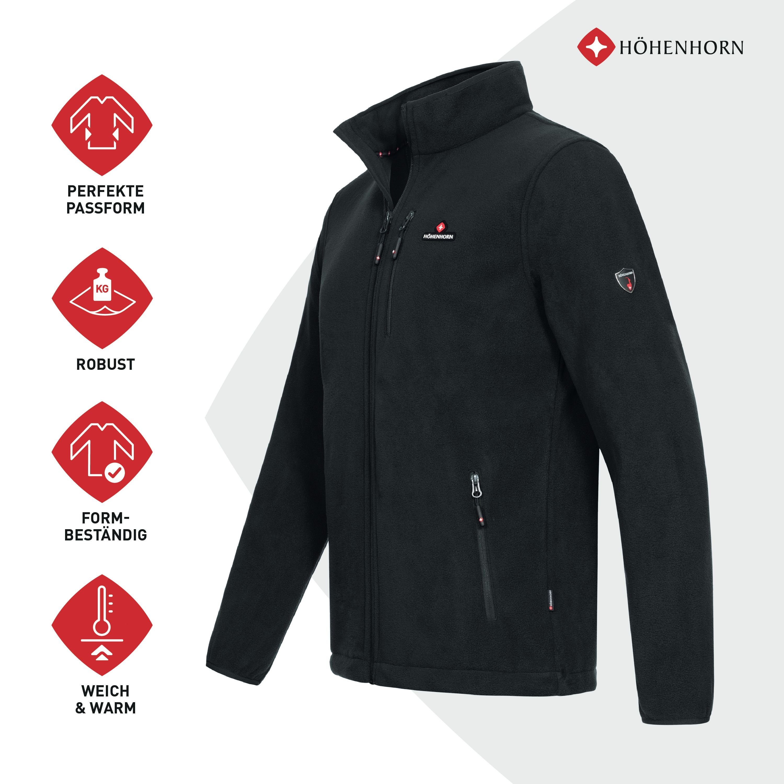 Höhenhorn Fleecejacke Eigler Full Jacke Midnight-Black Zip Wander Fleece Herren Microfleece Outdoor Troyer