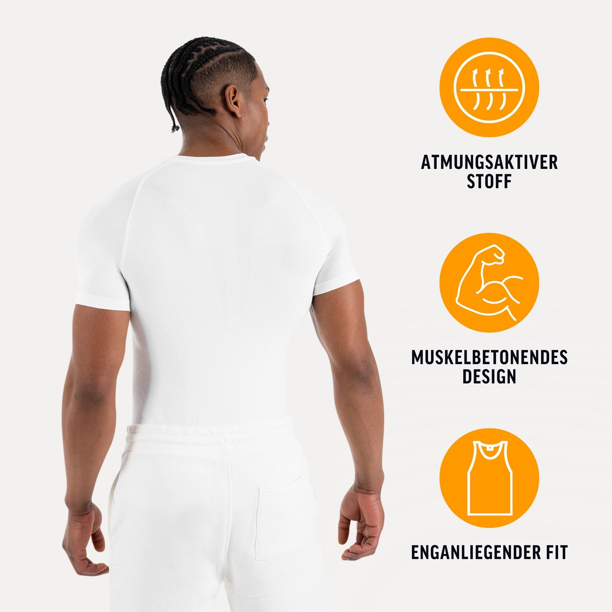 Smilodox T-Shirt Carnos, Compression Shirt Herren, Gymshirt, Seamless, Training Compression Fit, Seamless, atmungsaktiv, Body Mapping, Stretch
