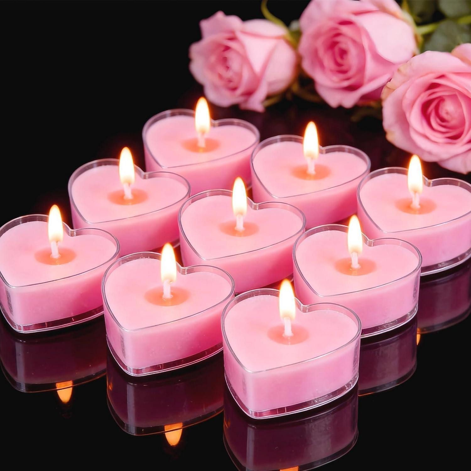 LuxusKollektion Teelicht Teelichter Herzform Rosa 9 Stk. Duftkerze Lilie