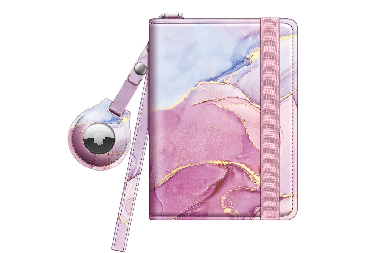 Fintie Geldbörse Reisepasshülle mit Airtag Halter, Slim Reisepass Hülle RFID-Schutz, Schutzhülle Passport Cover für Reisedokumente Impfpass Herren Damen