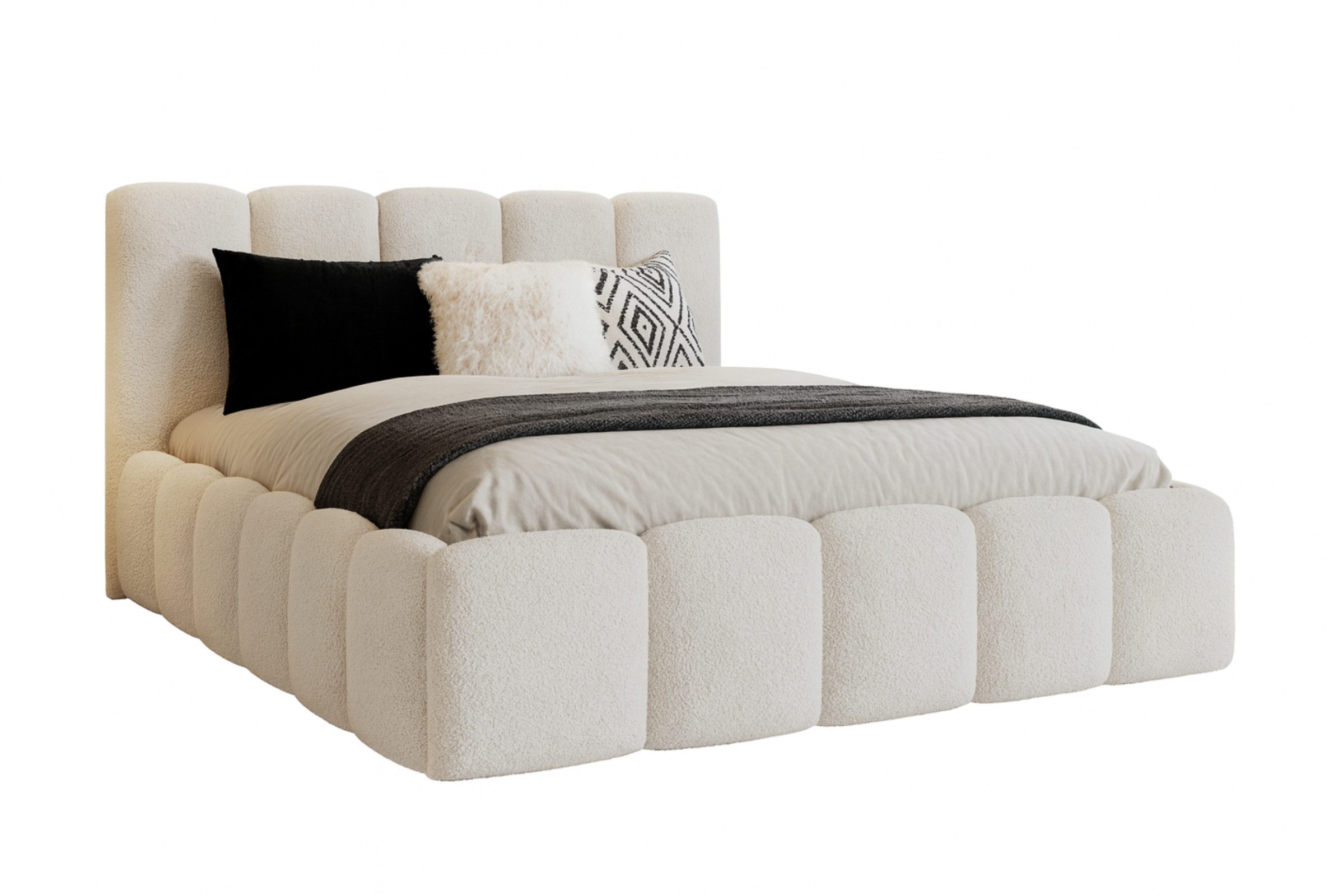 Deine Möbel 24 Polsterbett VALIA Polsterbett mit Bouclé-Bezug und ...