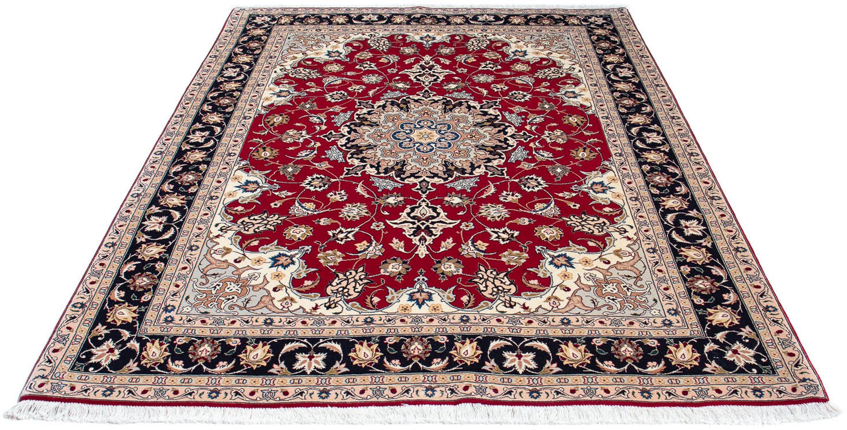 Orientteppich Perser - Täbriz - Royal - 210 x 154 cm - rot, morgenland, rechteckig, Höhe: 7 mm, Wohnzimmer, Handgeknüpft, Einzelstück mit Zertifikat