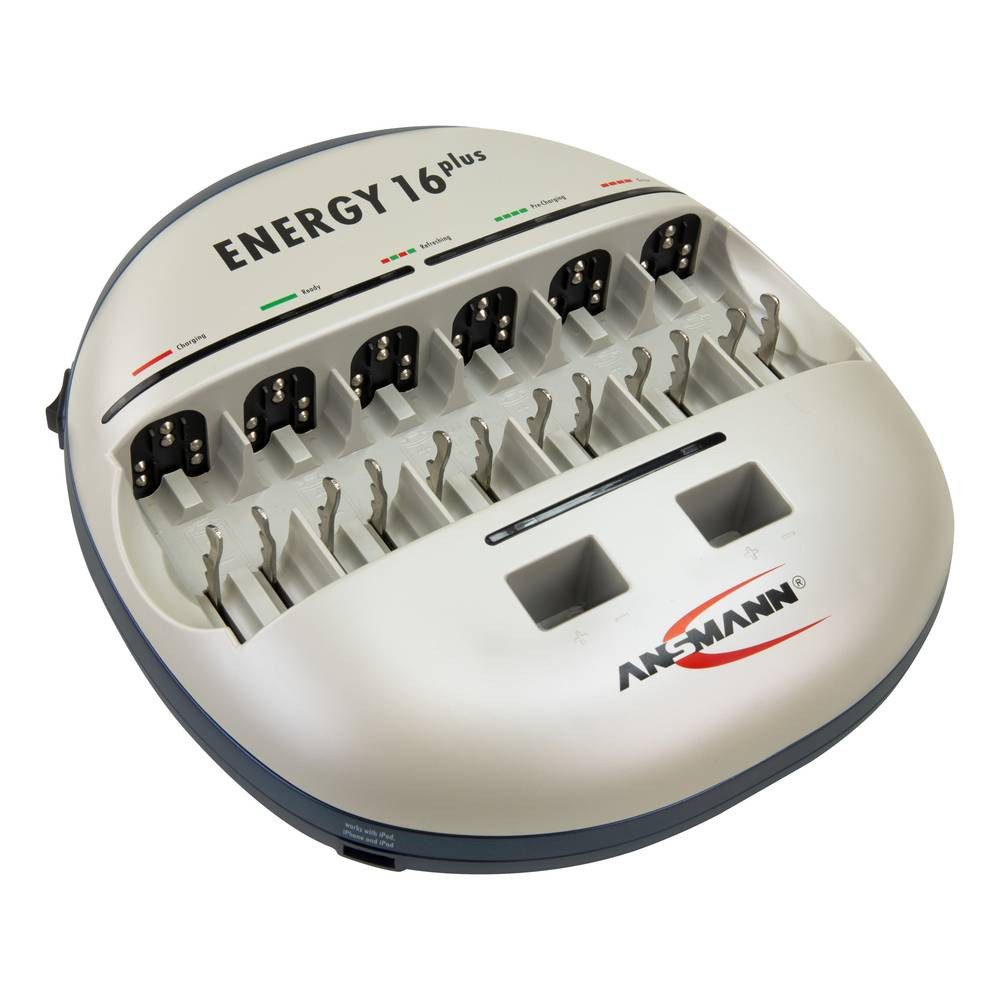 ANSMANN AG Ladegerät energy 16 plus 1001-0004-510 Rundzellen-Lader (Akku-Defekt Erkennung, Automatischer Akkutest)