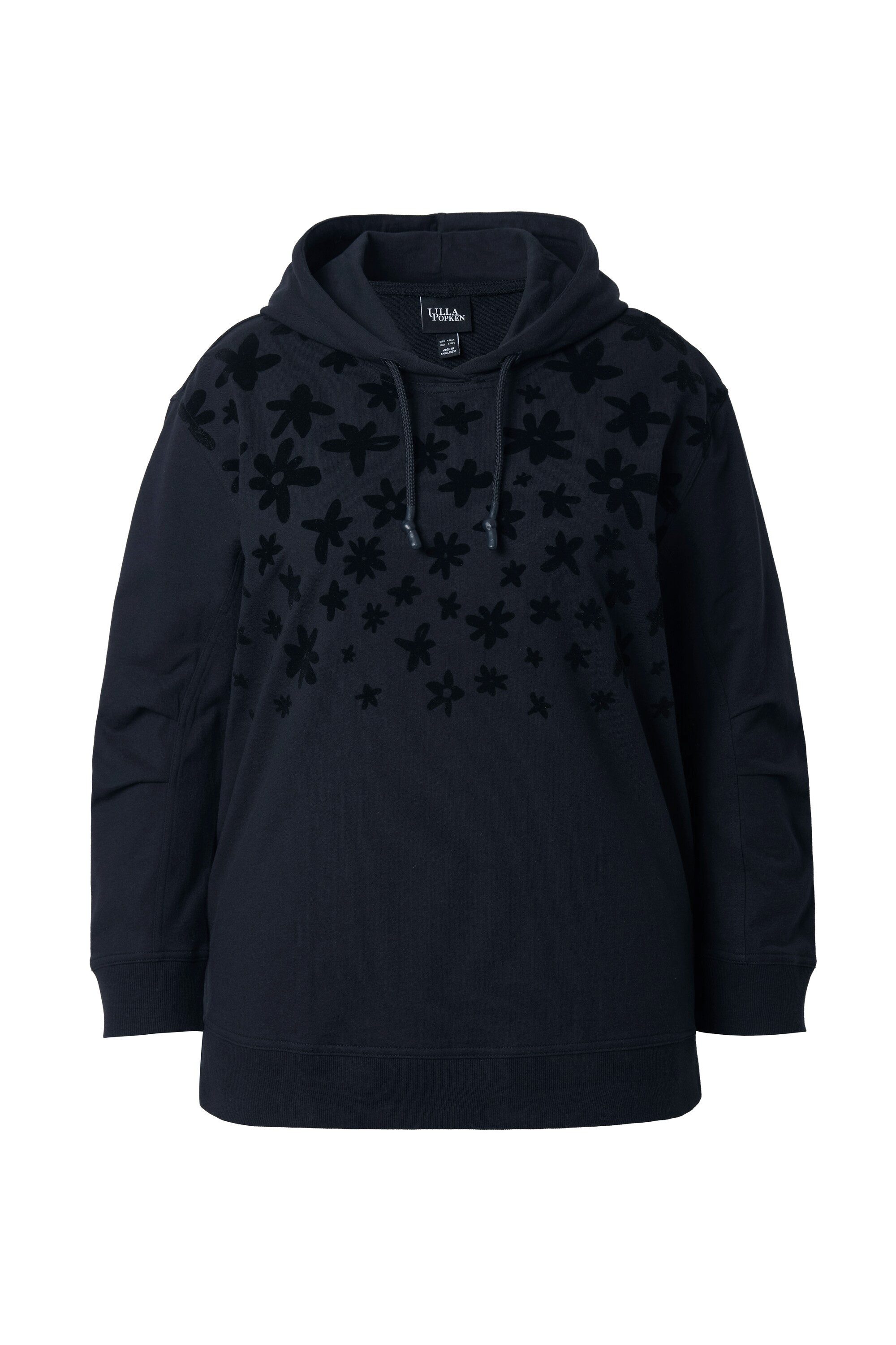Ulla Popken Sweatshirt Hoodie Blüten Relaxed Kapuze Langarm günstig online kaufen